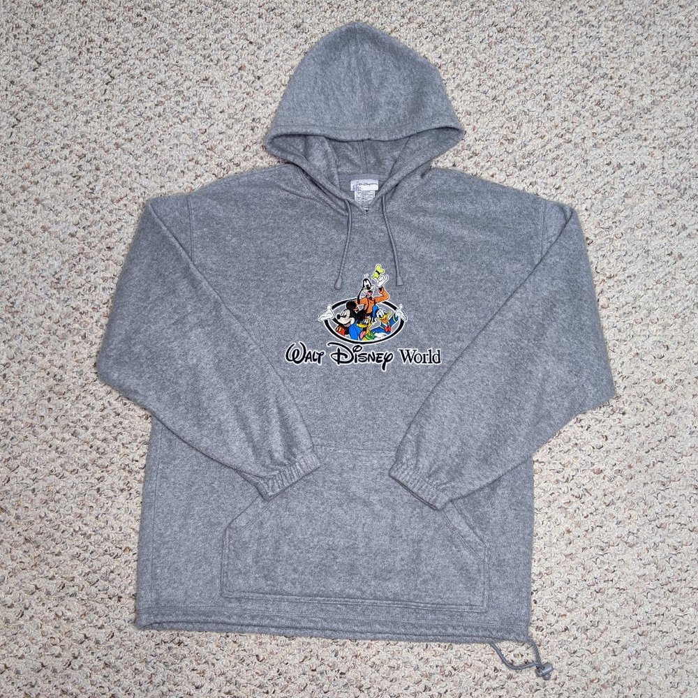 Walt Disney World Grey Embroidered Pullover Hoodie Men's Large